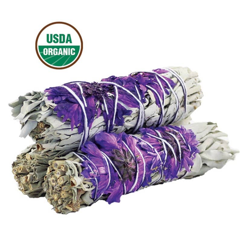 'Purple Daze' White Sage Smudge Stick