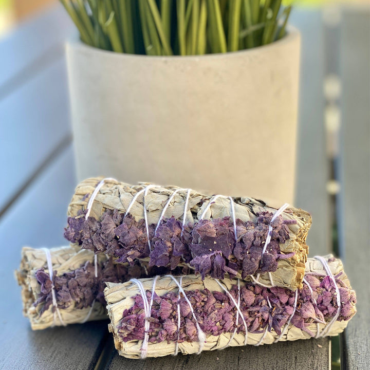 White Sage Smudge Stick w/ Lavender Flowers