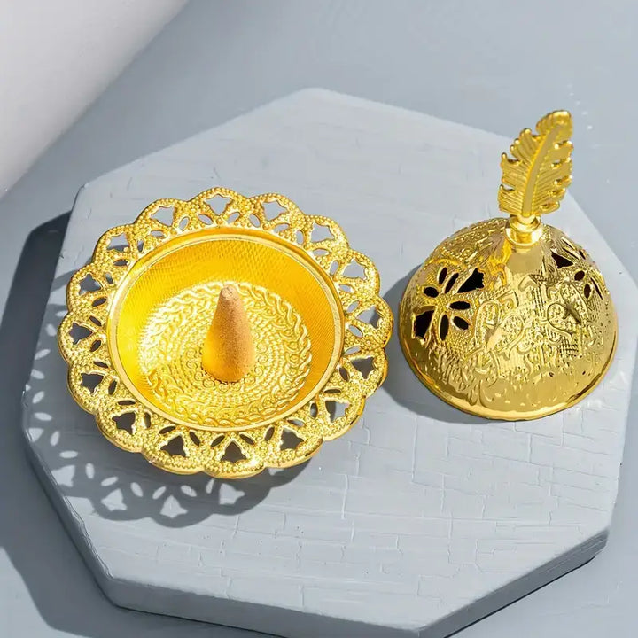 Golden Incense Burner - Feather