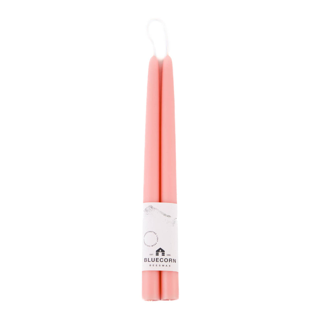 Pair of Hand-Dipped Beeswax Taper Candles - Dusty Rose