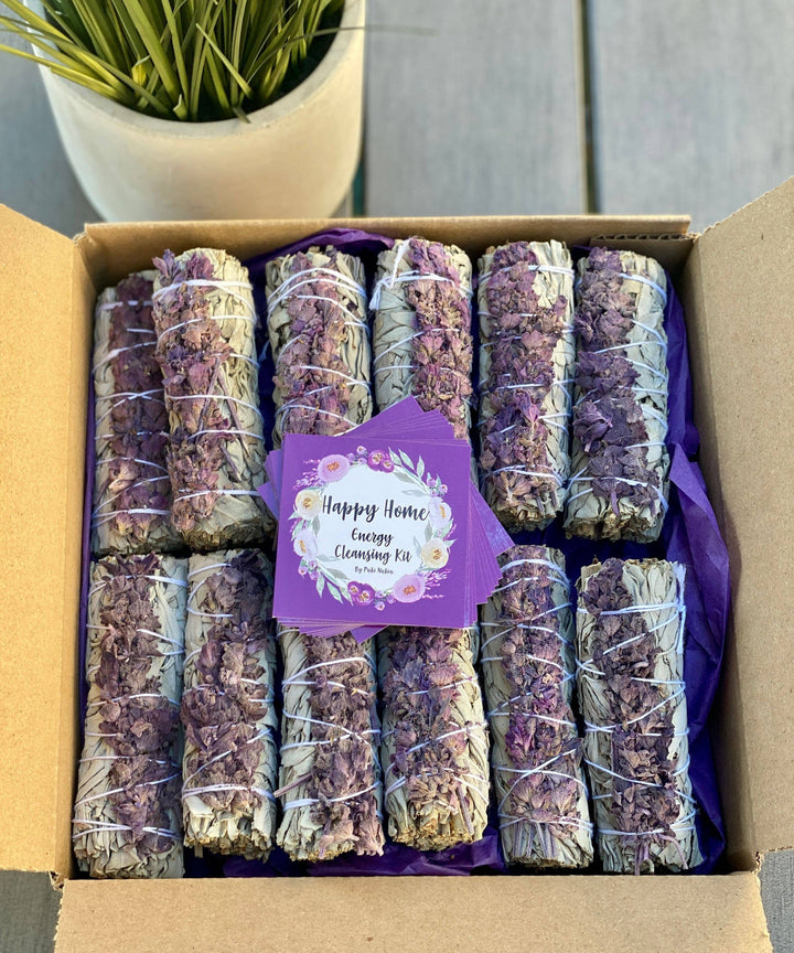 White Sage Smudge Stick w/ Lavender Flowers