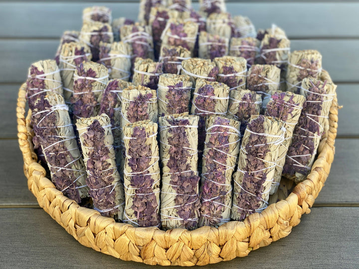 White Sage Smudge Stick w/ Lavender Flowers