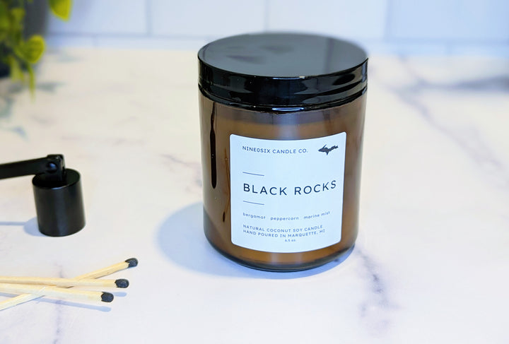 Amber Jar Candle - Black Rocks
