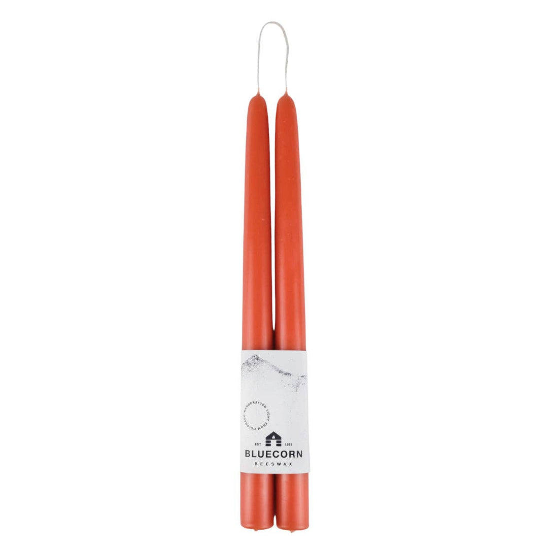 Pair of Hand-Dipped Beeswax Taper Candles - Apricot