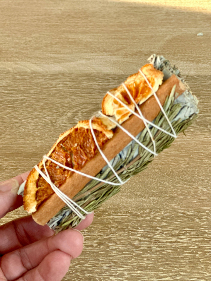 White Sage Sticks w/ Orange Slices, Cinnamon & Rosemary