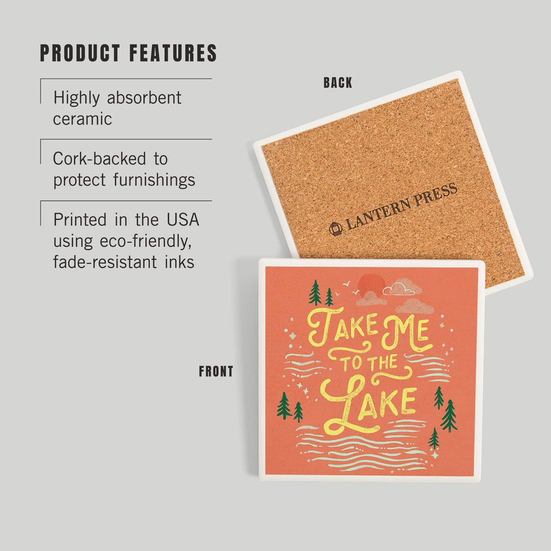 Take Me To The Lake - Ceramic Coaster