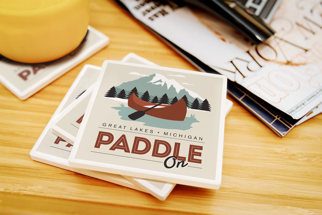 Great Lakes Paddle On - Ceramic Coaster