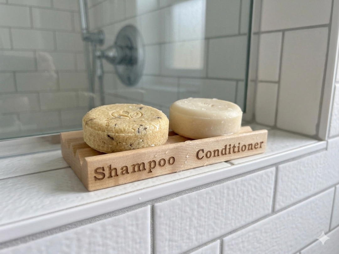 Shampoo & Conditioner Holder - Alder Wood