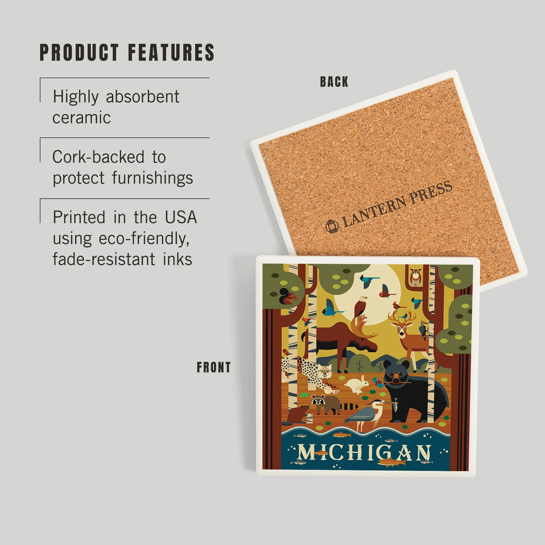 Michigan Forest Animals - Ceramic Coaster