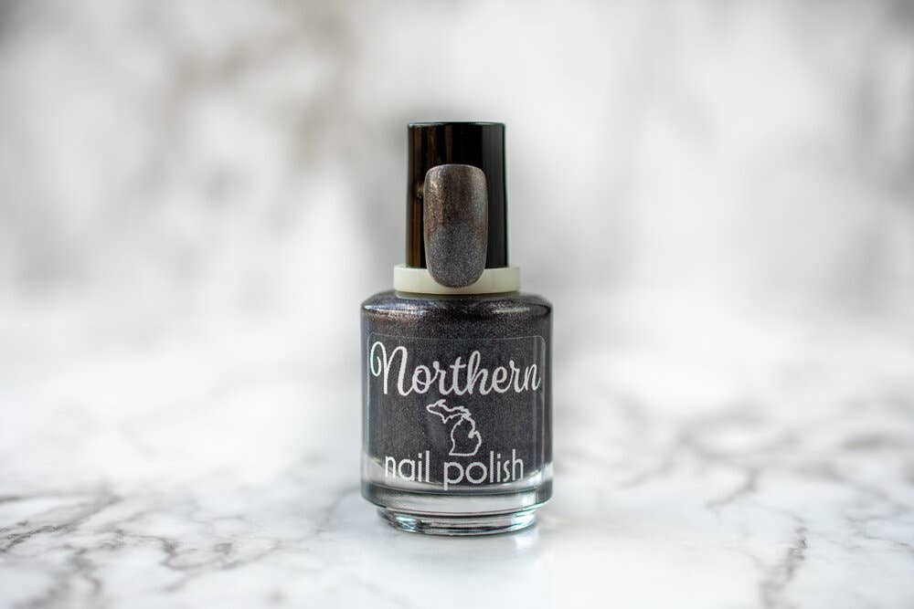 Marquette: Nail Polish Dark Gray Shimmer Toxin-Free Vegan Eco