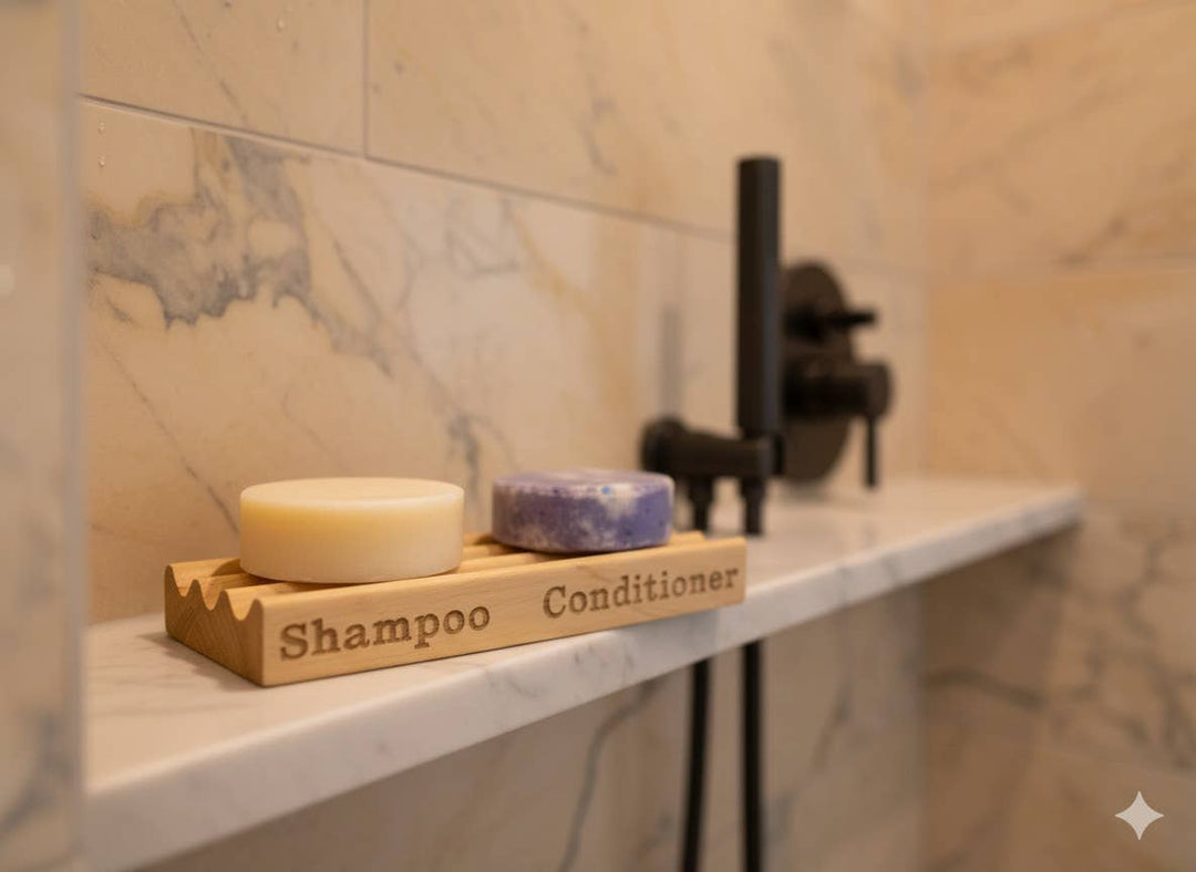 Shampoo & Conditioner Holder - Alder Wood