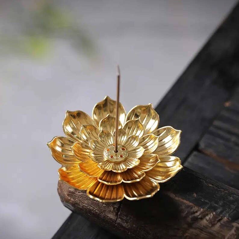 Golden Lotus Incense Holder