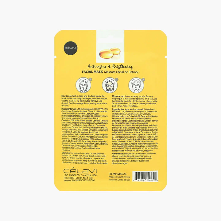 Retinol Facial Mask - Antiaging & Brightening
