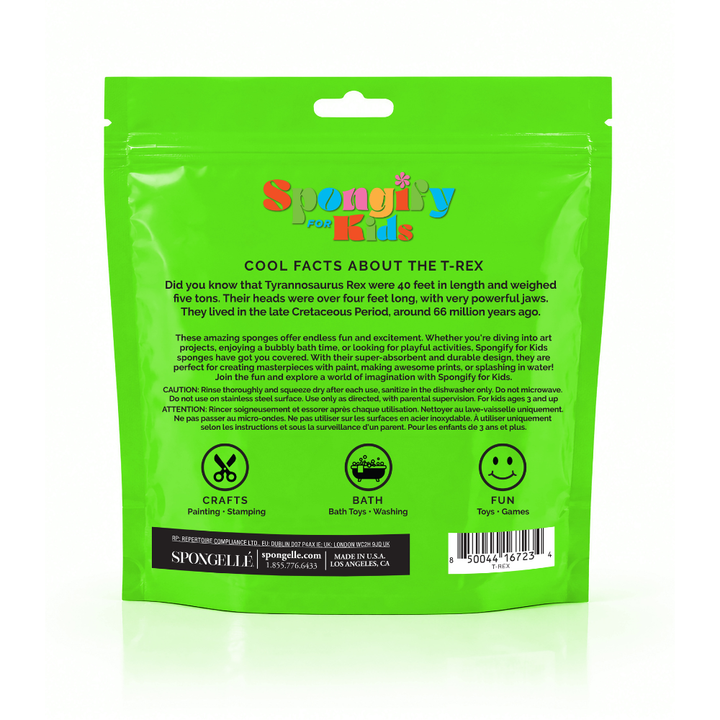 Spongify™ Bath Sponge for Kids - T-Rex Dinosaur