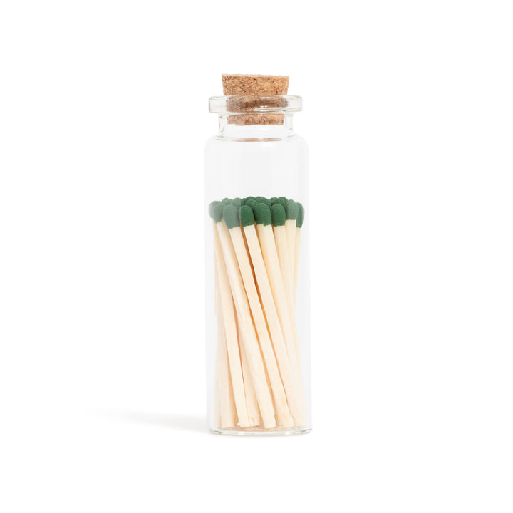 Dark Green Matches in Small Corked Vial