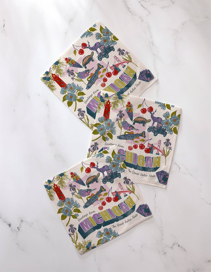 Greetings From Michigan Dishcloth Set