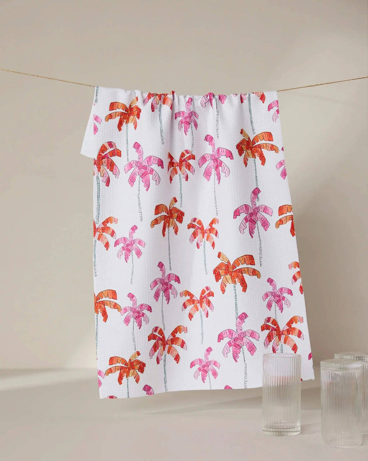 Pink Palms Tea Towel
