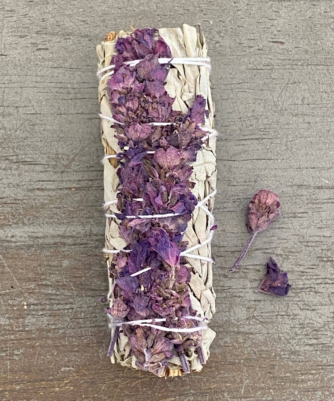 White Sage Smudge Stick w/ Lavender Flowers