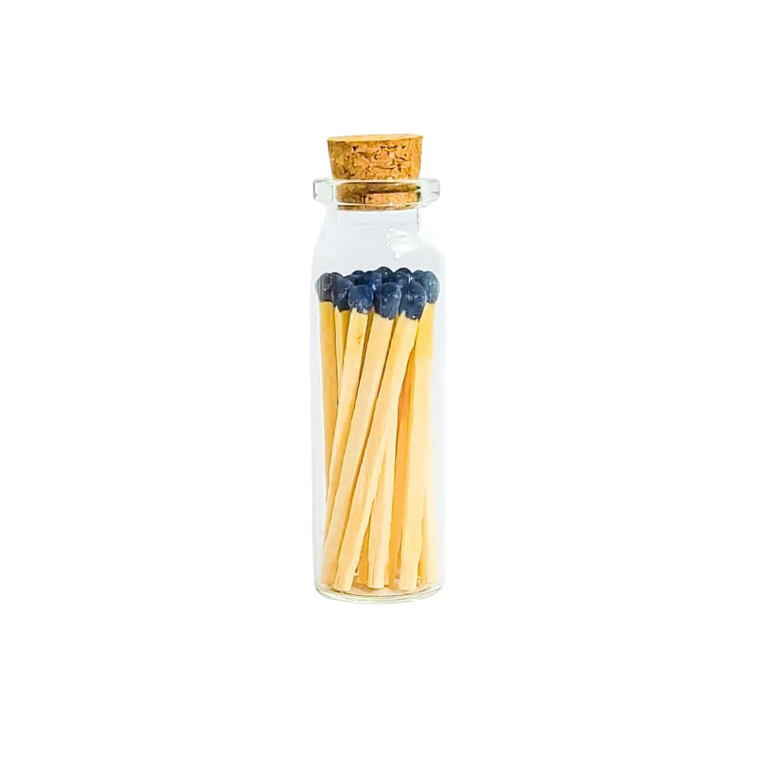 Dark Navy Blue Matches in Small Corked Vial