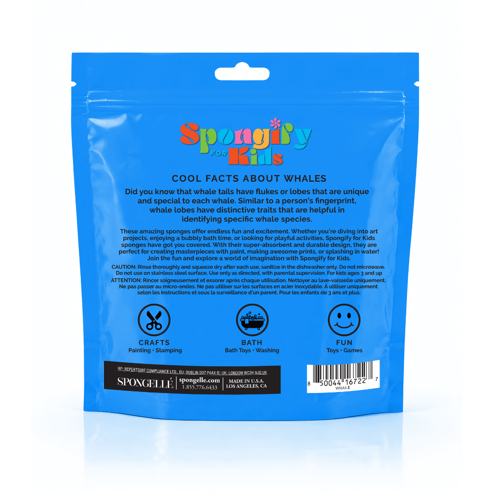 Spongify™ Bath Sponge for Kids - Whale Sea Animals