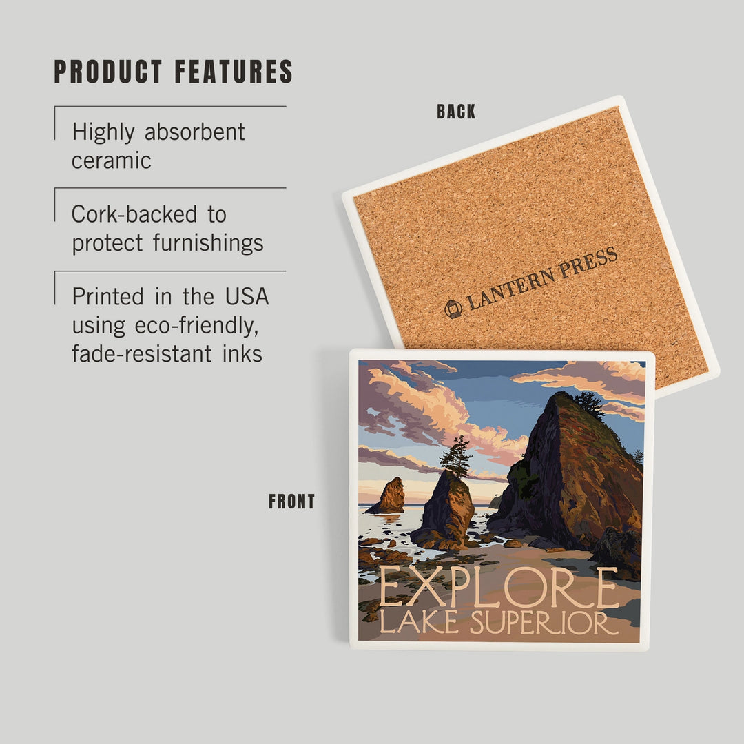 Explore Lake Superior - Ceramic Coaster