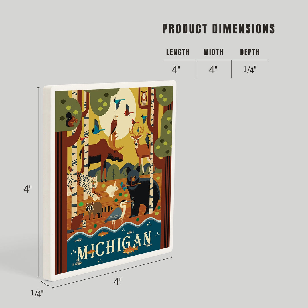 Michigan Forest Animals - Ceramic Coaster