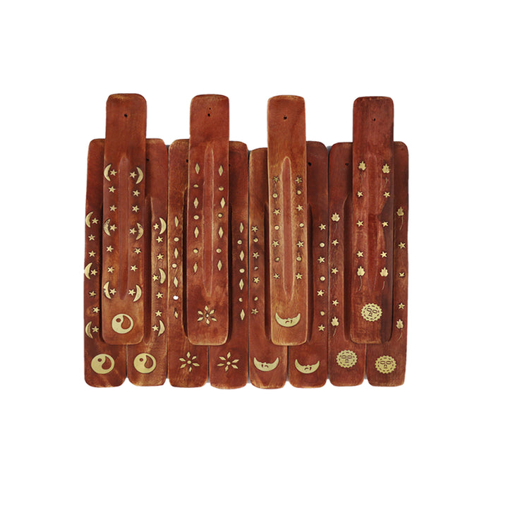 Wooden Incense Ash Catchers - Wood & Brass