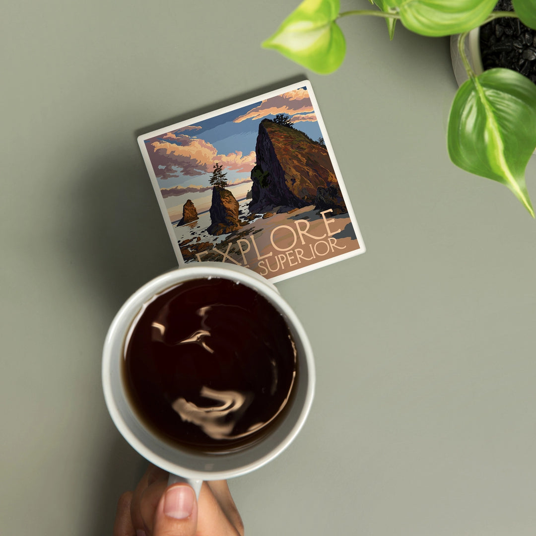 Explore Lake Superior - Ceramic Coaster