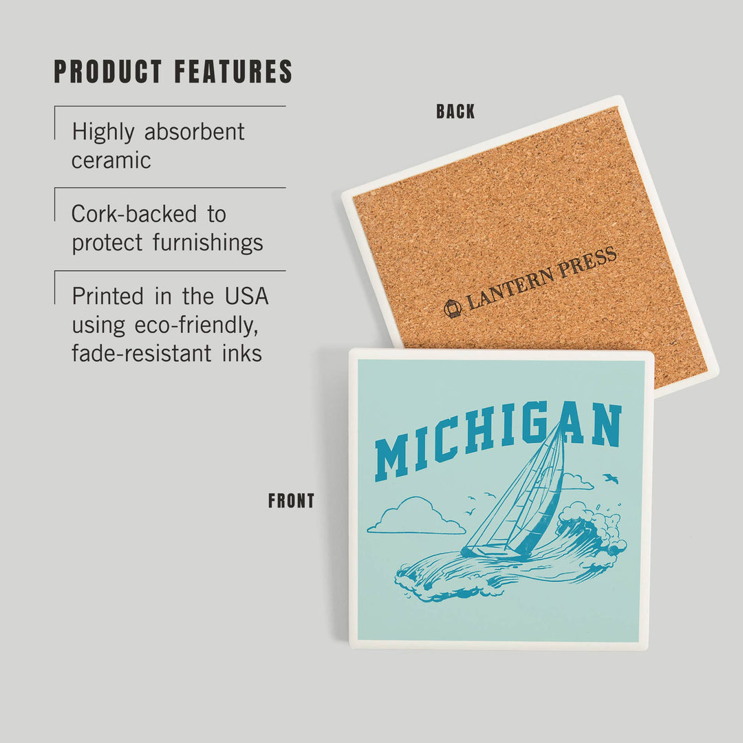 Michigan Sailboat - Ceramic Coaster