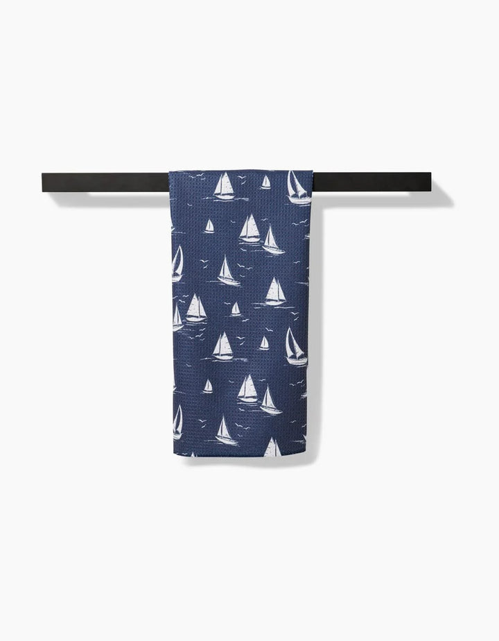 Navy Race Day Tea Towel
