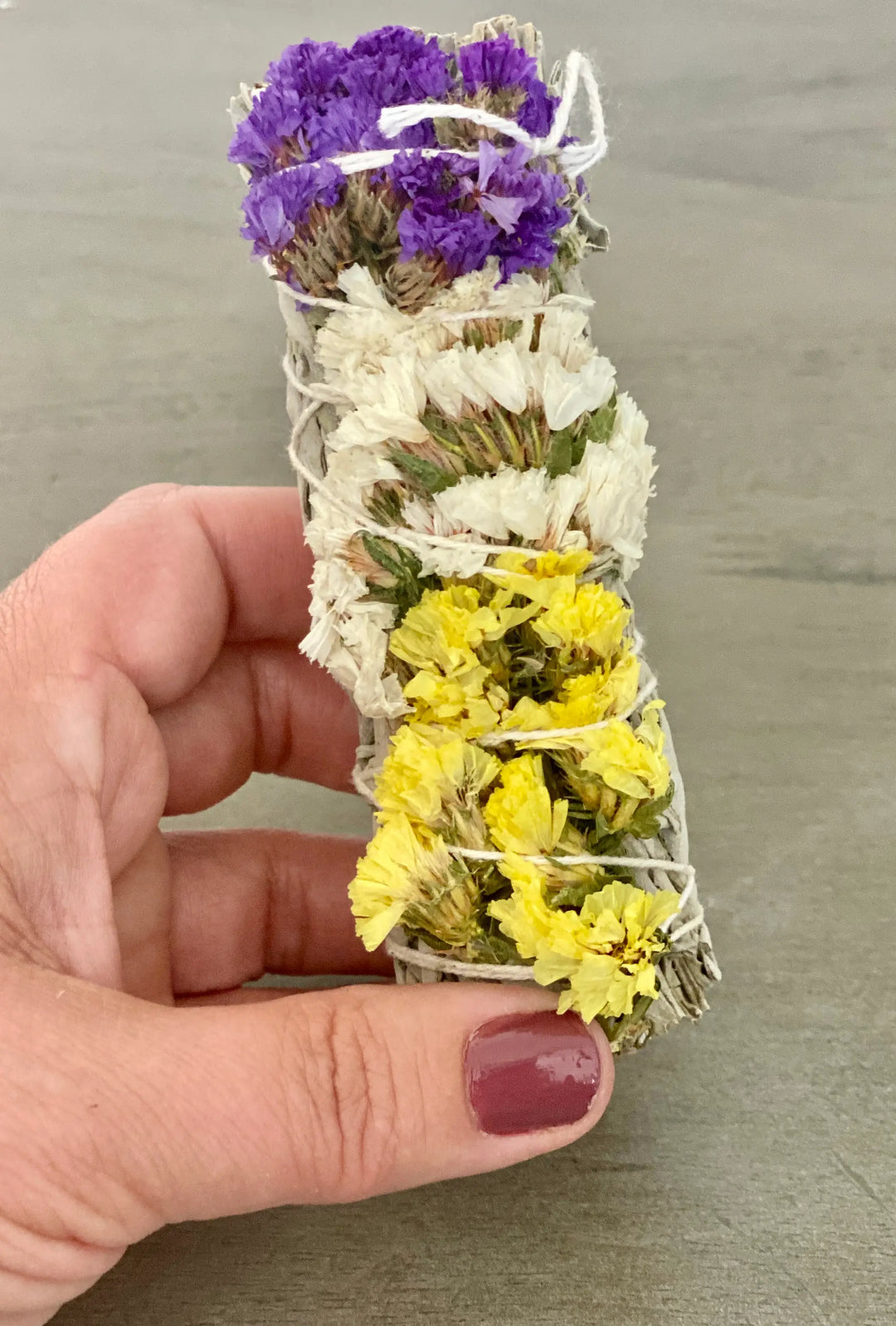 White Sage Smudge Stick w/ Multi Sinuata Flowers