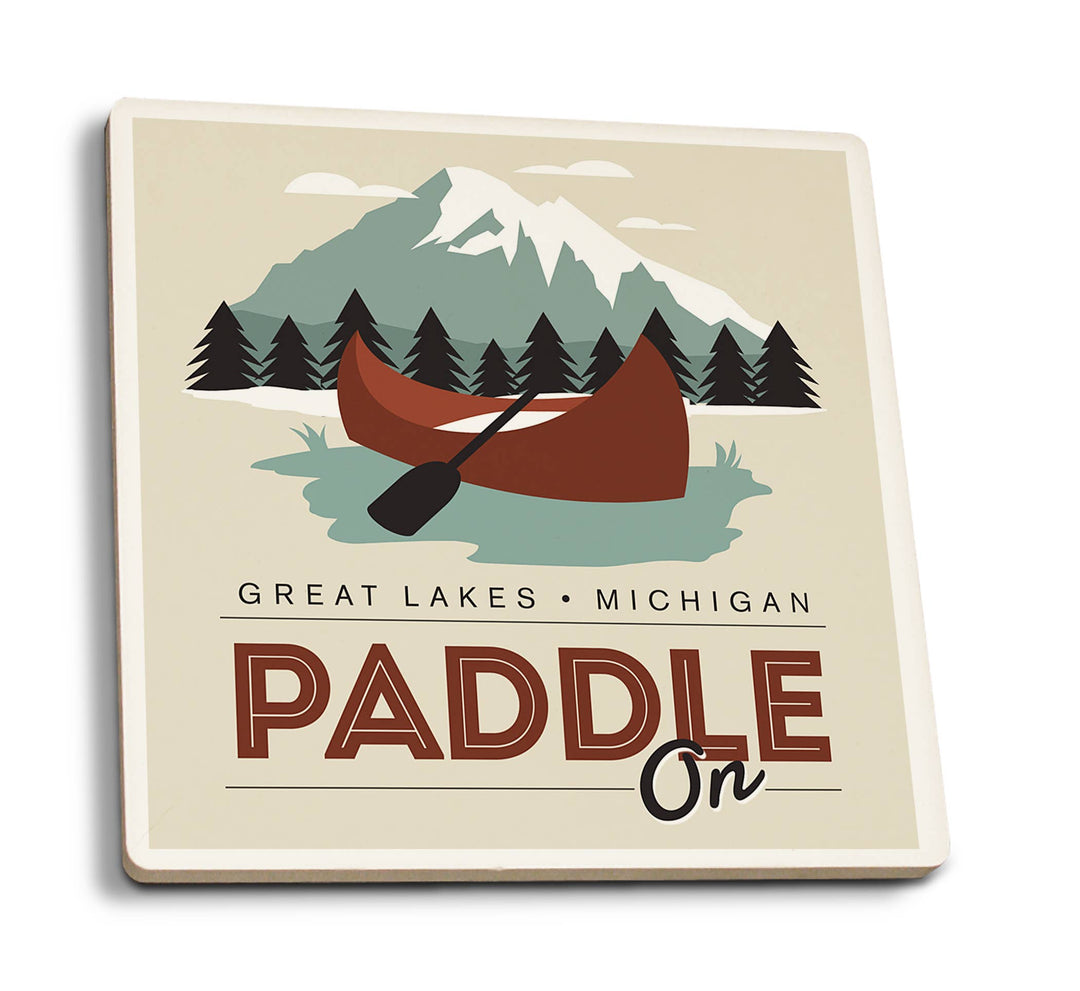 Great Lakes Paddle On - Ceramic Coaster