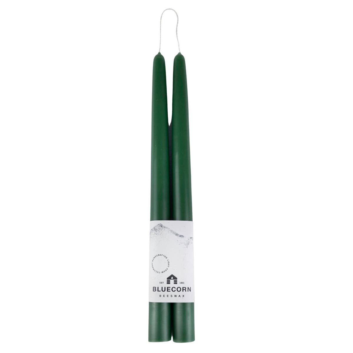 Pair of Hand-Dipped Beeswax Taper Candles - Moss