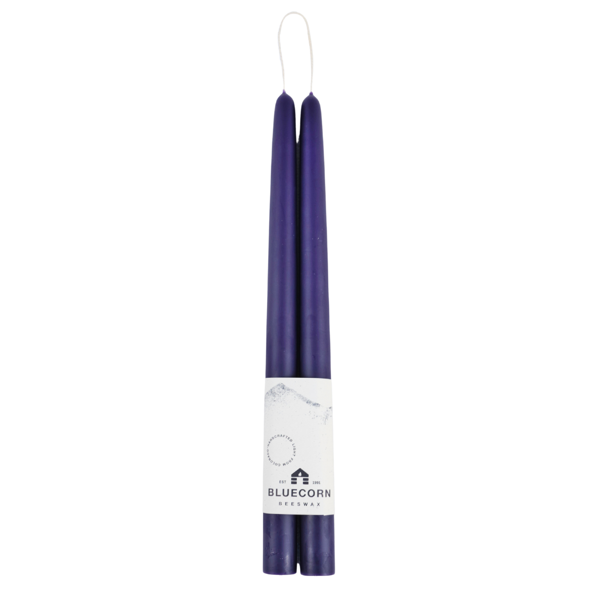 Pair of Hand-Dipped Beeswax Taper Candles - Eggplant