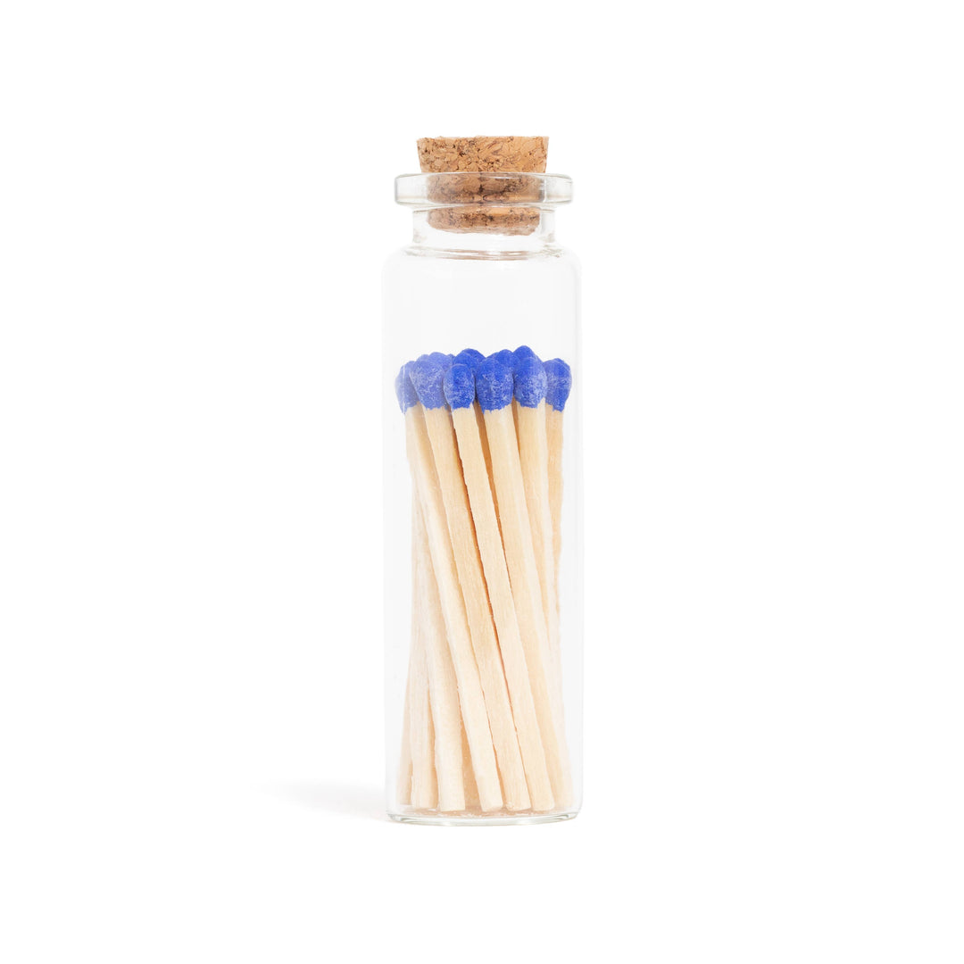 Royal Blue Matches in Small Corked Vial