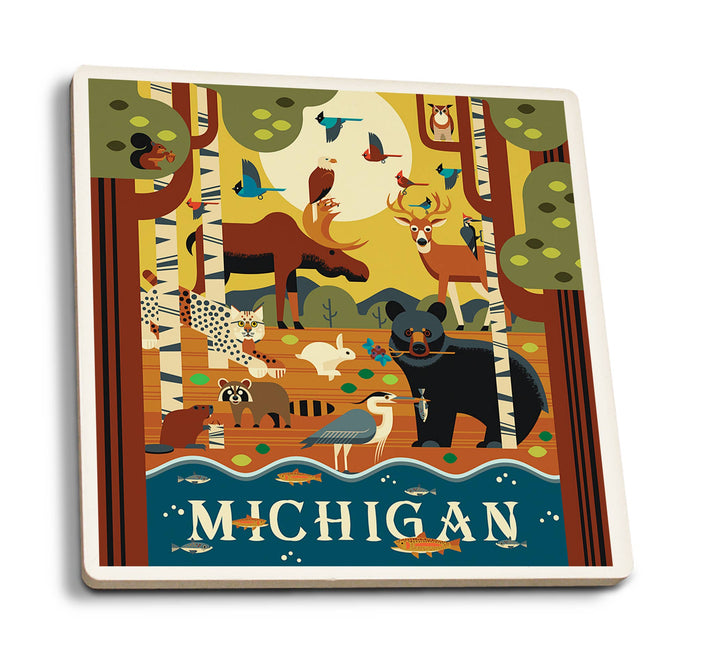 Michigan Forest Animals - Ceramic Coaster