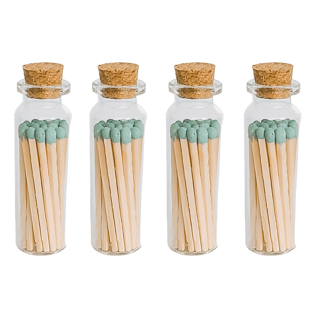 Marine Sage Color Tip Matches in Small Corked Vial