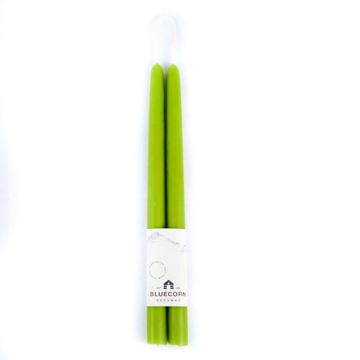 Pair of Hand-Dipped Beeswax Taper Candles - Pistachio