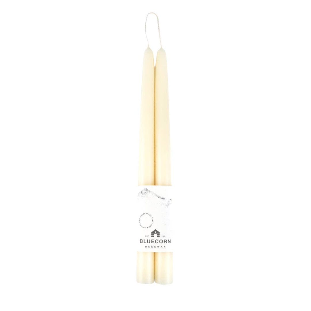 Pair of Hand-Dipped Beeswax Taper Candles - Ivory